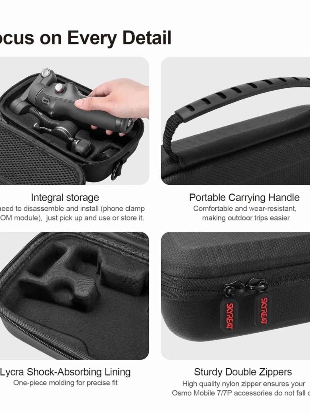 New SKYTREAT Black Gimbal Case ONLY  for Handheld Stabilizer DJI Osmo Mobile 7P